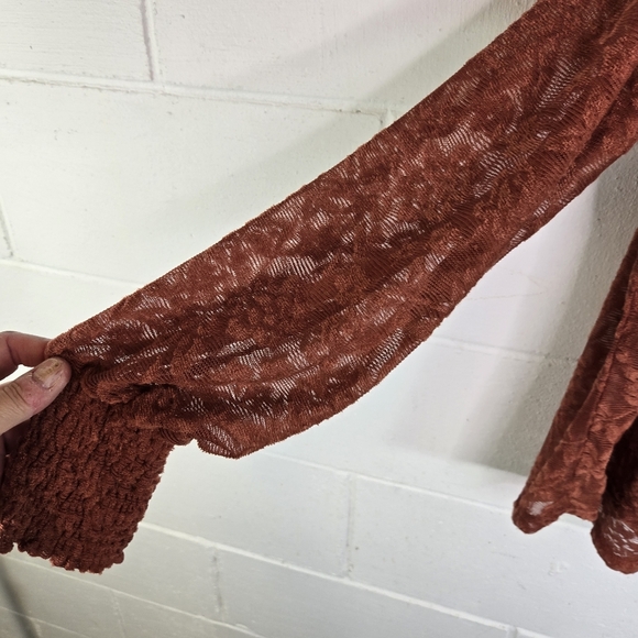 Anthropologie Deletta Amanna Rust Stretch Lace High Neck Blouse - Picture 10 of 15